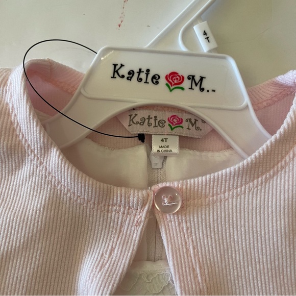 Two Pieces White Lace Long Sleeve Pink Bolero Girls Dress - Picture 3 of 5